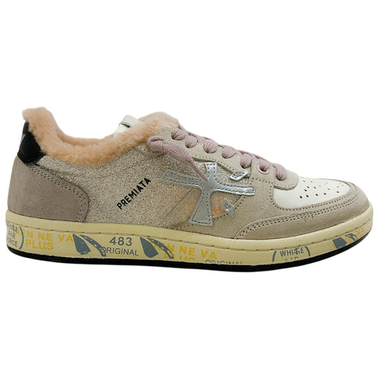 Premiata Pink / Beige Shearling Lined Bskt Clay D Sneakers