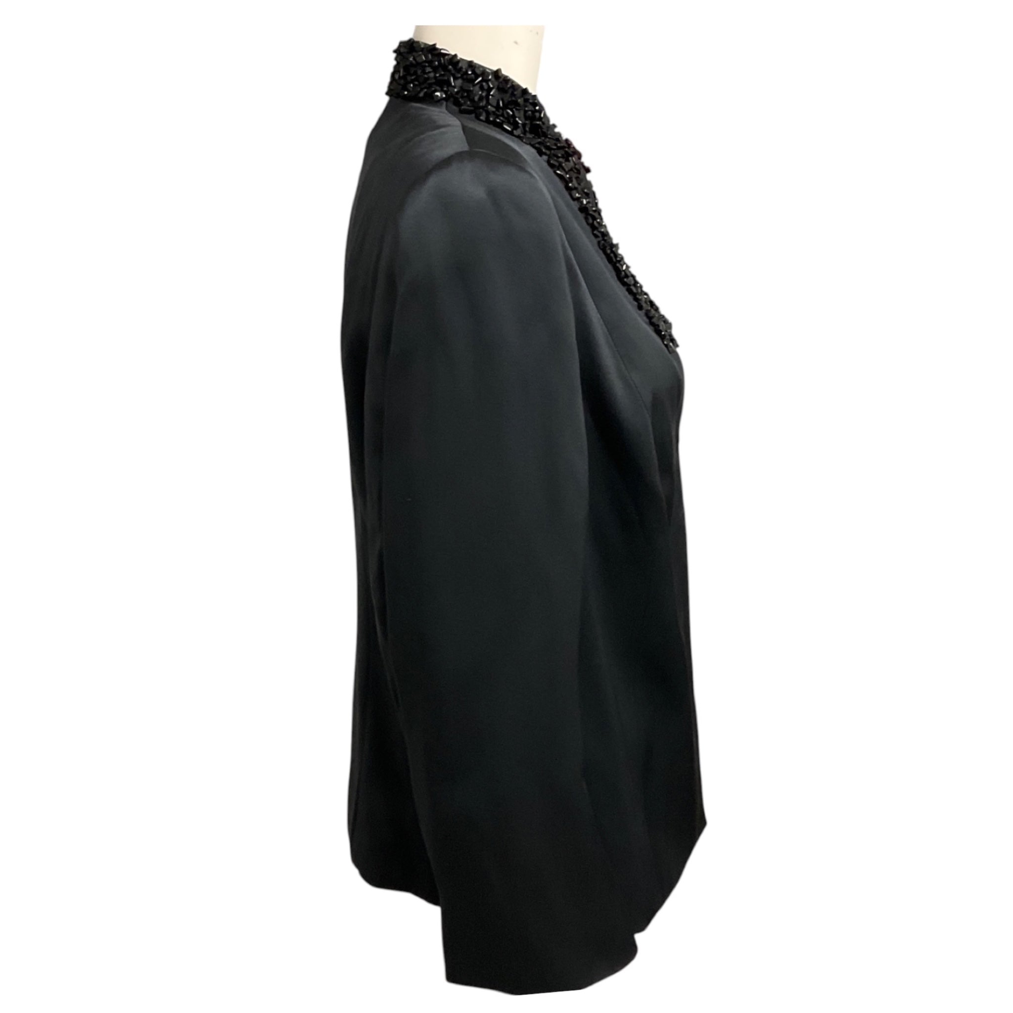 Akris Black Stone Embellished Silk Evening Jacket