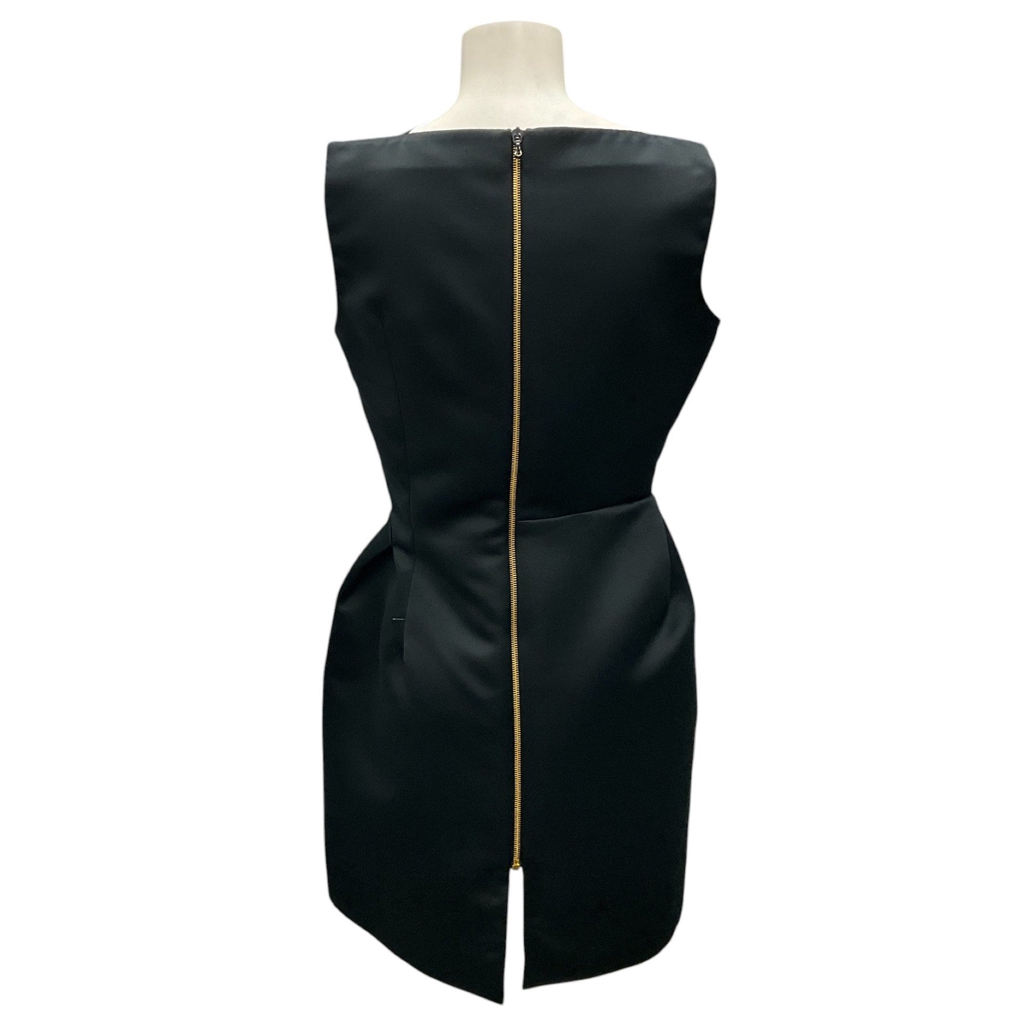 Roland Mouret Black Sleeveless Satin Mini Dress