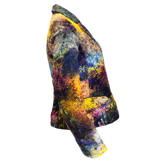 Sara Roka Akilah Multicolored Tie-Waist Quilted Velvet Jacket