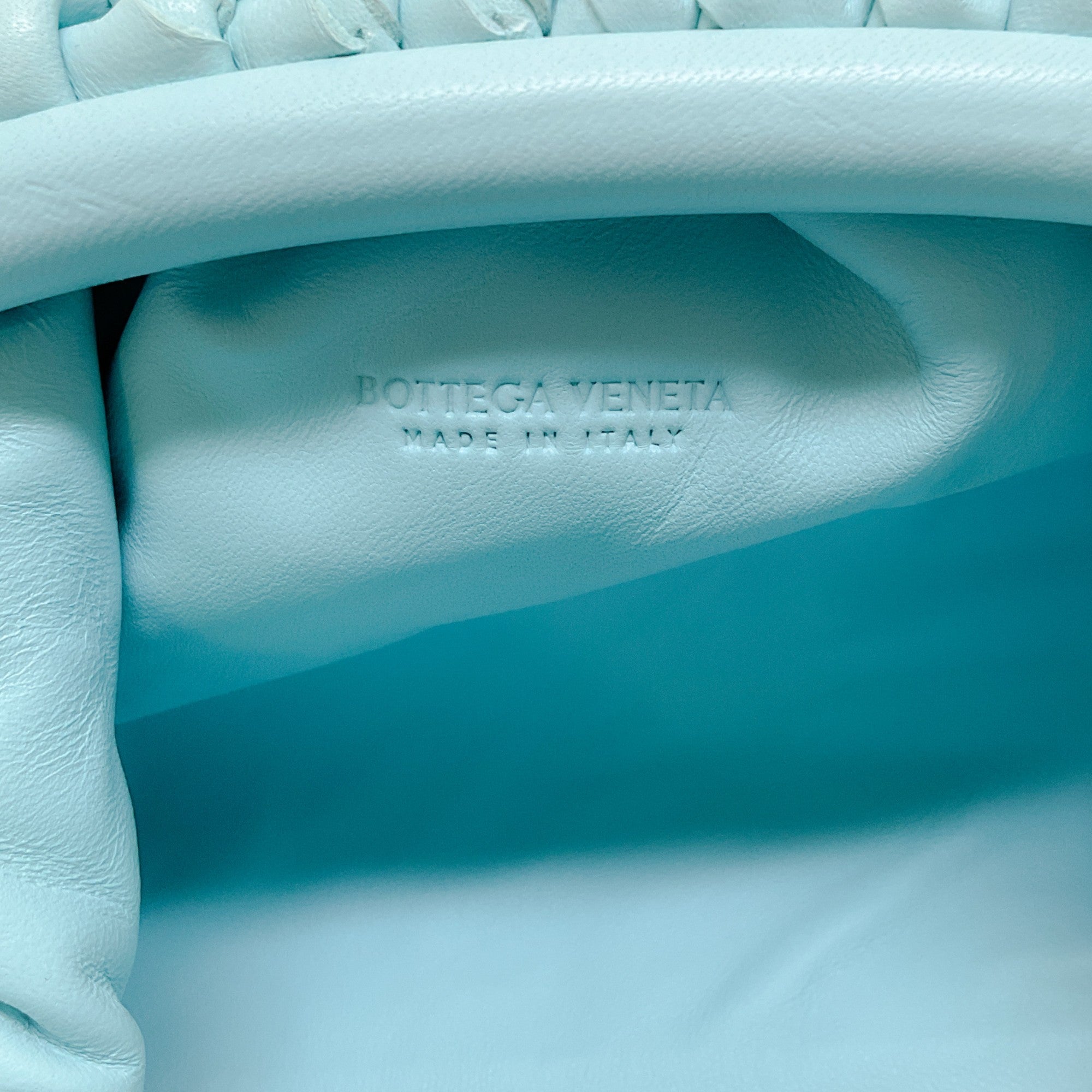 Bottega Veneta Ice Blue Woven Mini Pouch