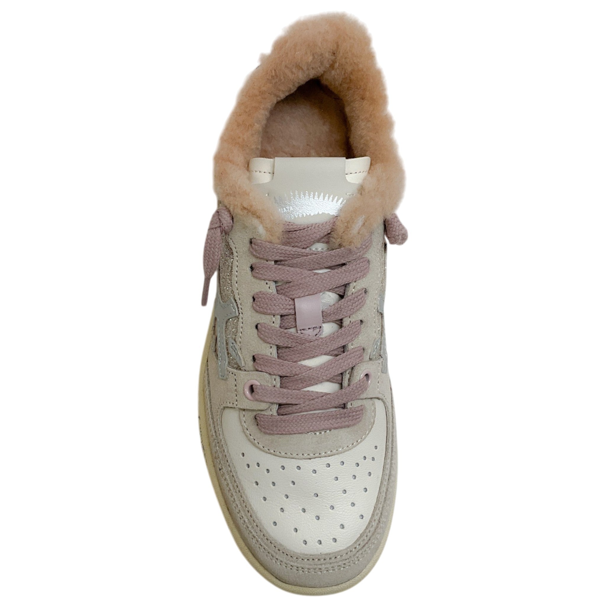 Premiata Pink / Beige Shearling Lined Bskt Clay D Sneakers