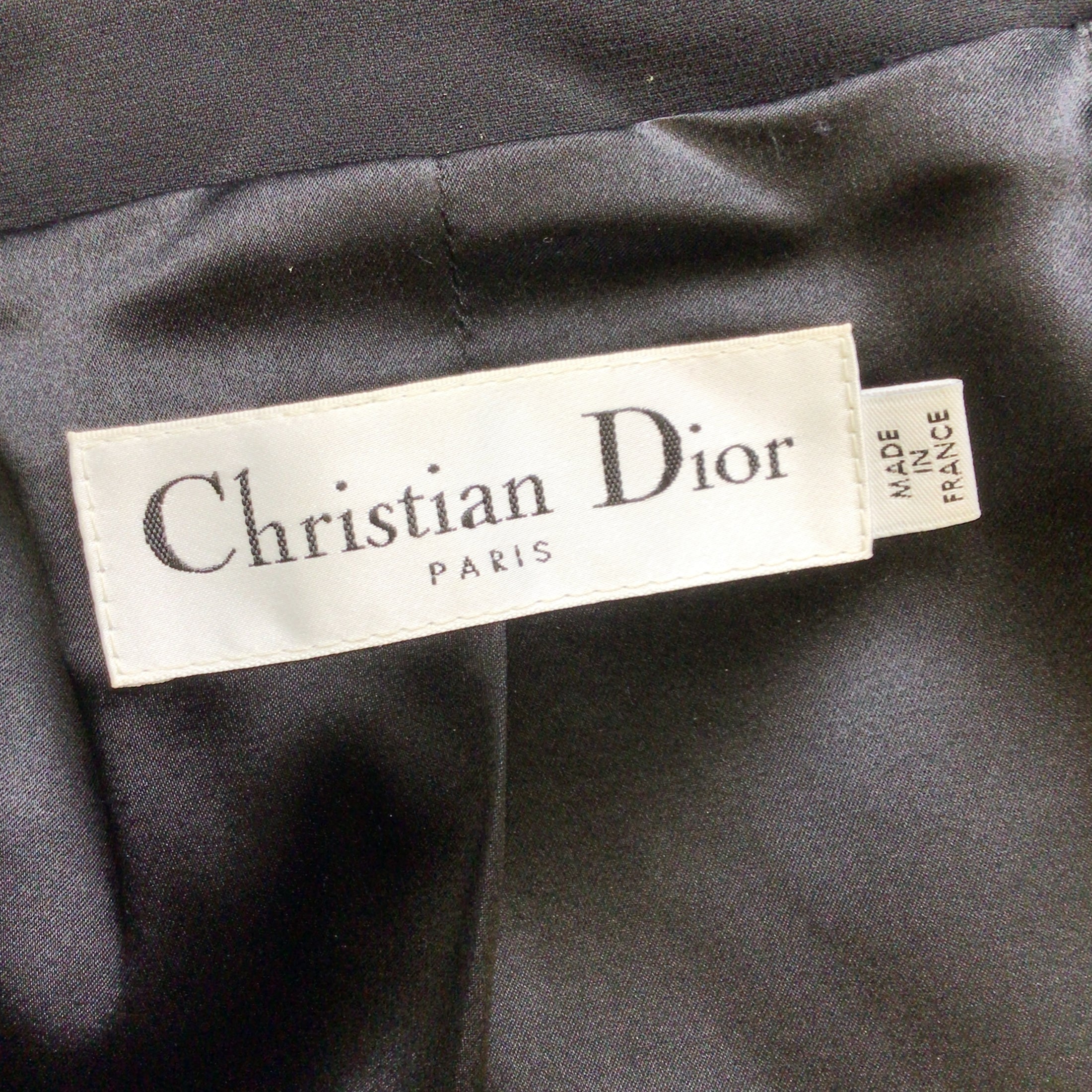 Christian Dior Black Belted Silk Crepe Jacket and Skirt Two-Piece Suit Set