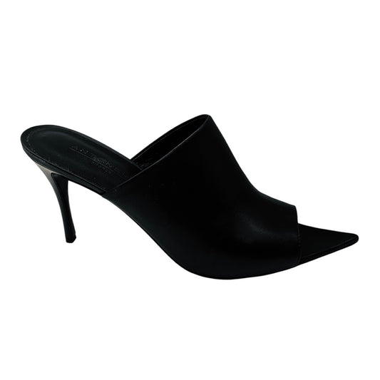 Antonelli Firenze Black Pointed Toe Leather Mule Sandals