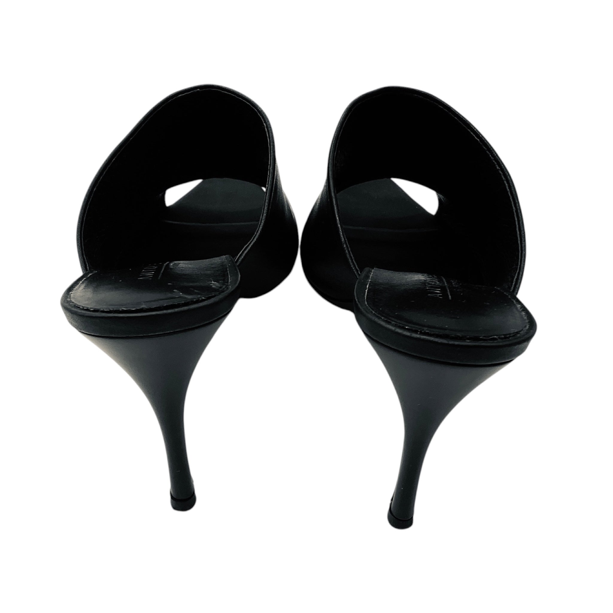 Antonelli Firenze Black Pointed Toe Leather Mule Sandals