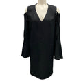 Load image into Gallery viewer, Derek Lam Black Cold Shoulder Crepe Dress
