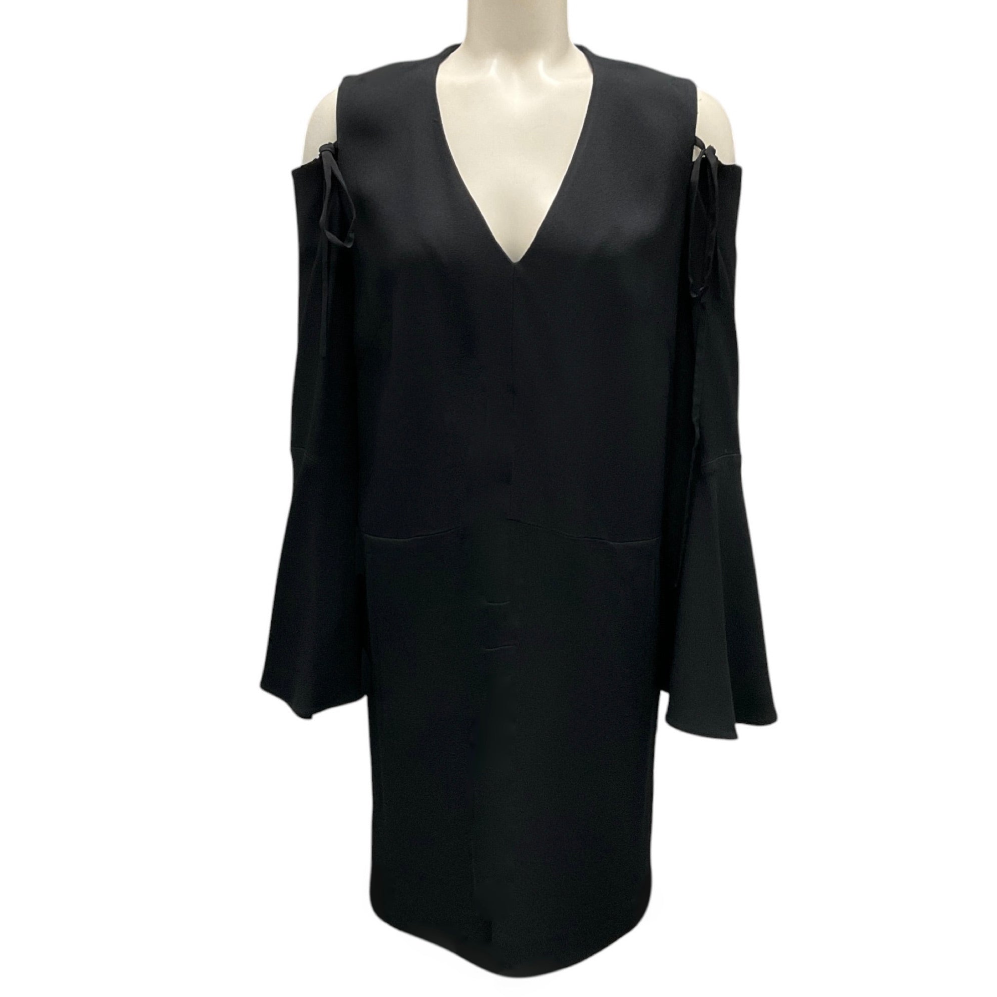 Derek Lam Black Cold Shoulder Crepe Dress