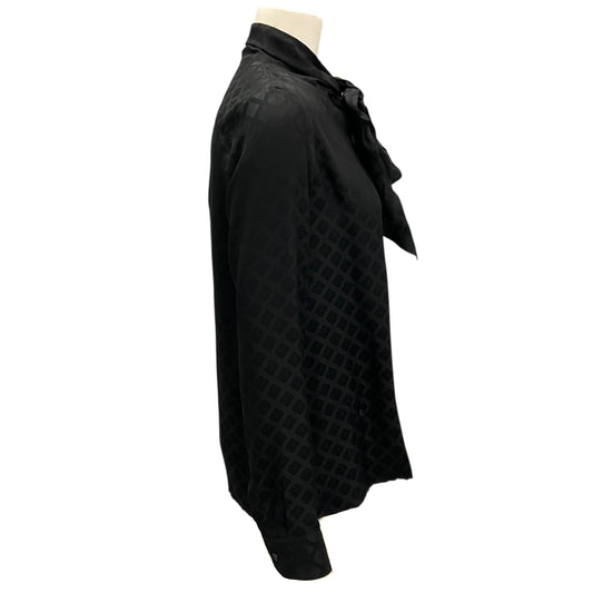 Etro Black 2024 Silk Jacquard Scarf Collar Shirt