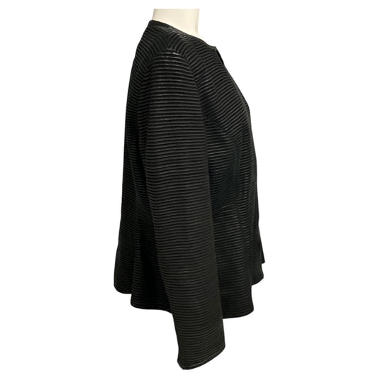 Ralph Lauren Black Label Black Zip Front Ribbed Lamb Leather and Goat Suede Jacket