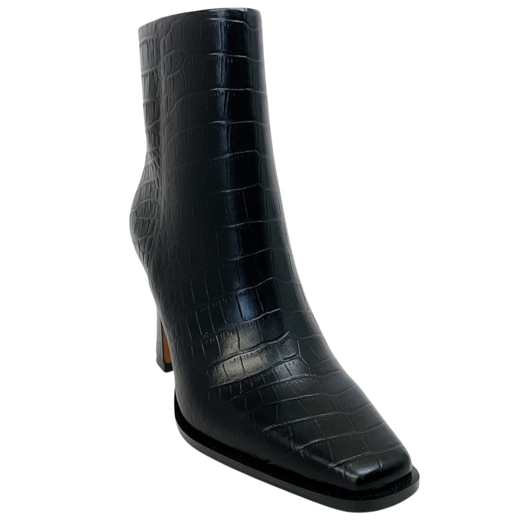 Lana Wilkinson Black Croc Embossed Leather Sam Boots
