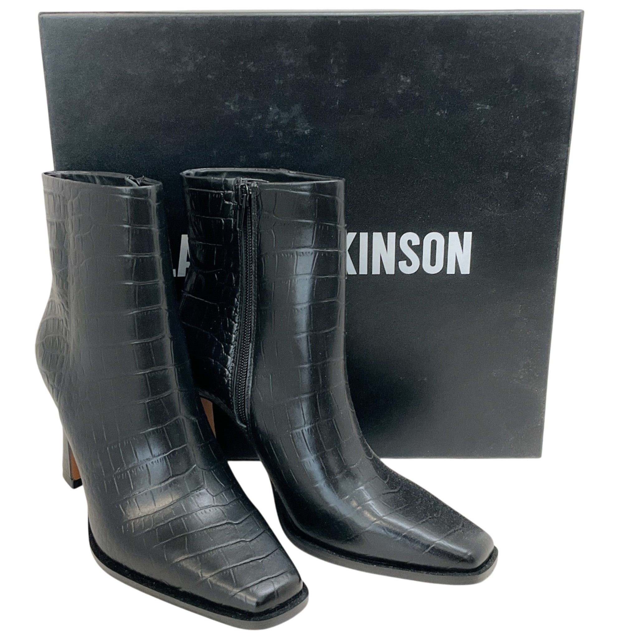 Lana Wilkinson Black Croc Embossed Leather Sam Boots
