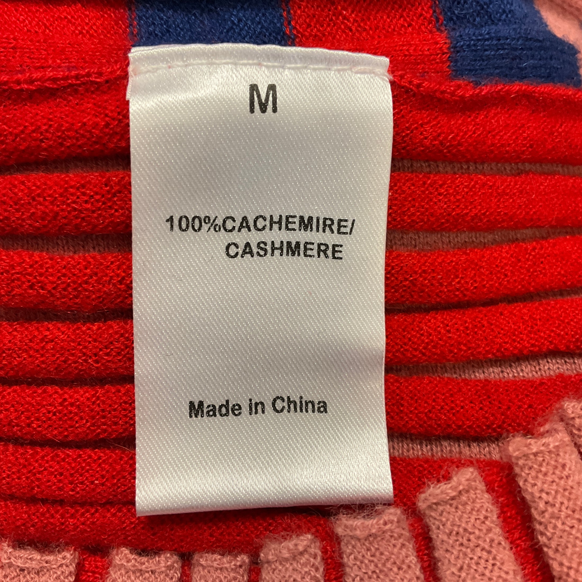 Sonia Rykiel Red / Navy Blue Striped Cashmere Knit Polo Sweater