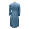 Load image into Gallery viewer, Olivine Gabbro Light Blue Floral Applique Wool Crepe Dress
