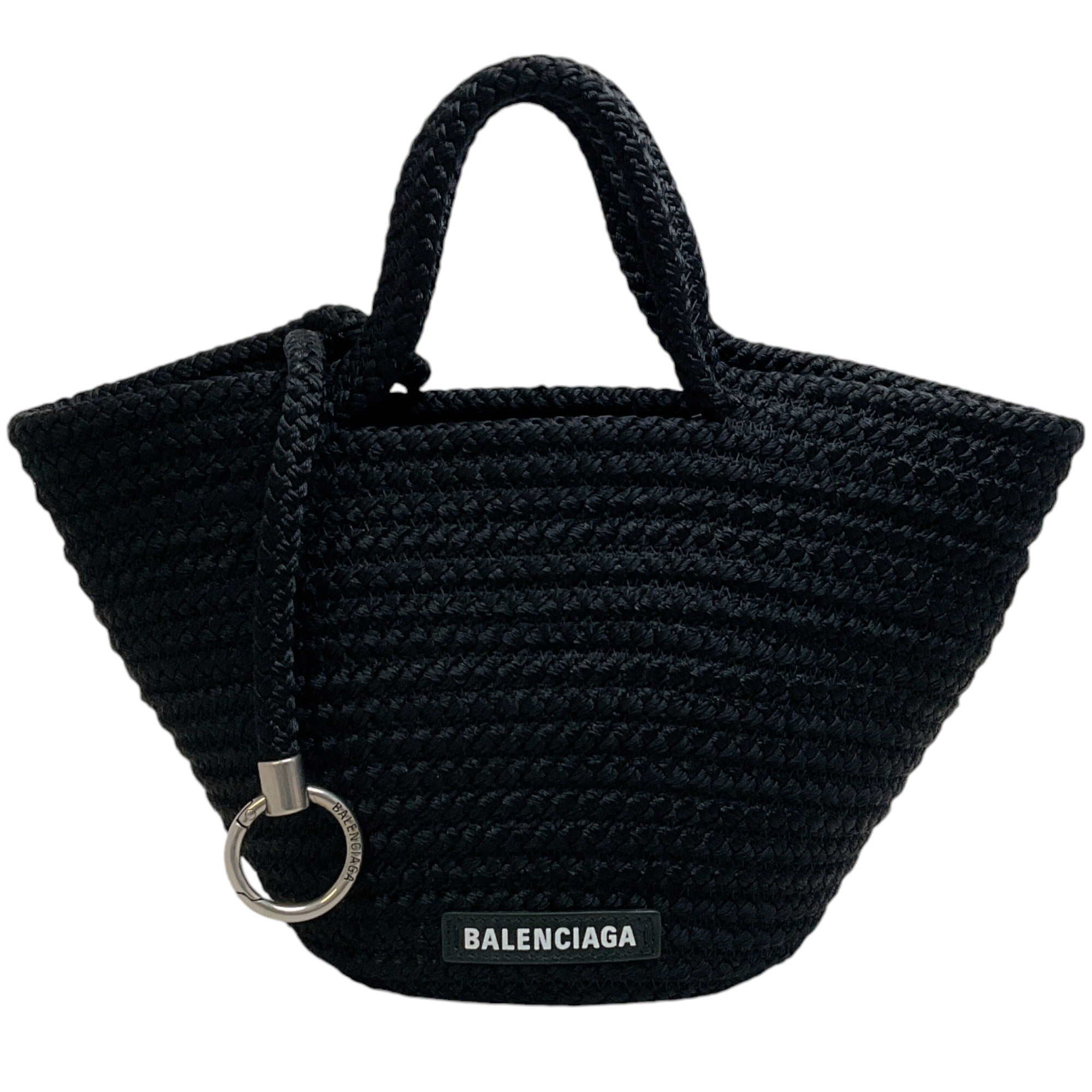 Balenciaga Black Woven Cord Ibiza Small Basket Bag
