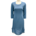 Load image into Gallery viewer, Olivine Gabbro Light Blue Floral Applique Wool Crepe Dress
