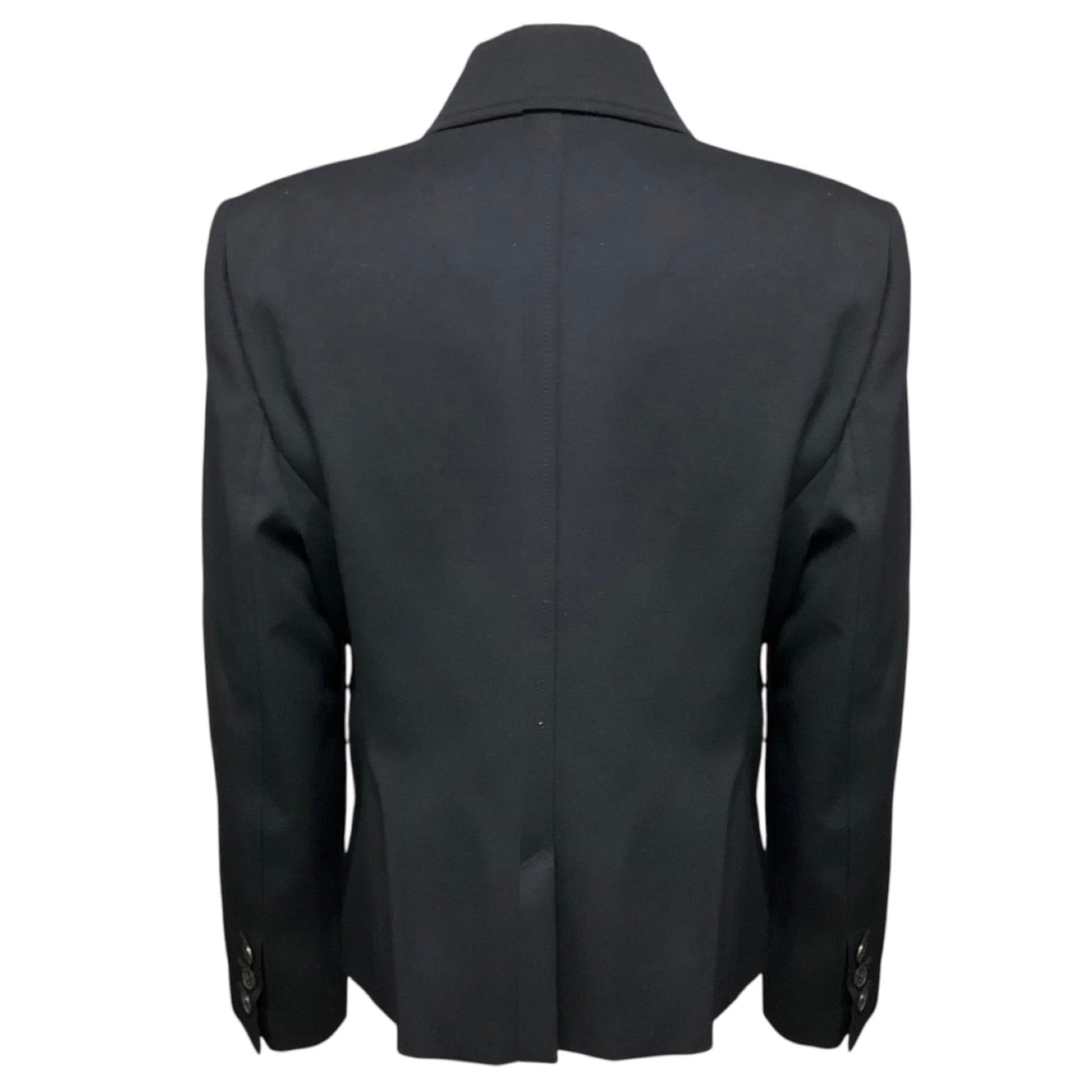 Nili Lotan Navy Blue Button Front Wool Jacket with Four Pockets