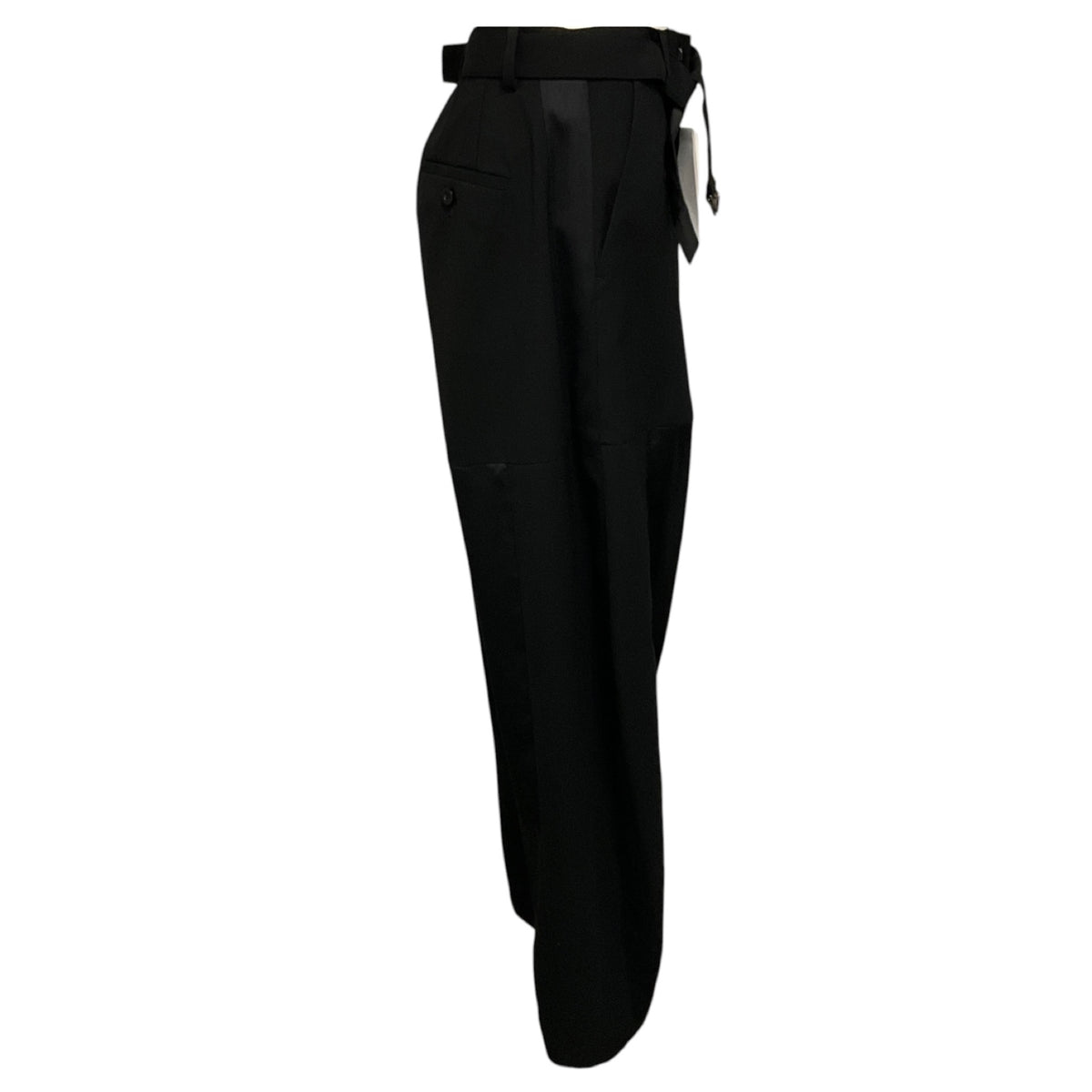 Sacai Black Suiting Wool and Satin Barrel Pants with Belt