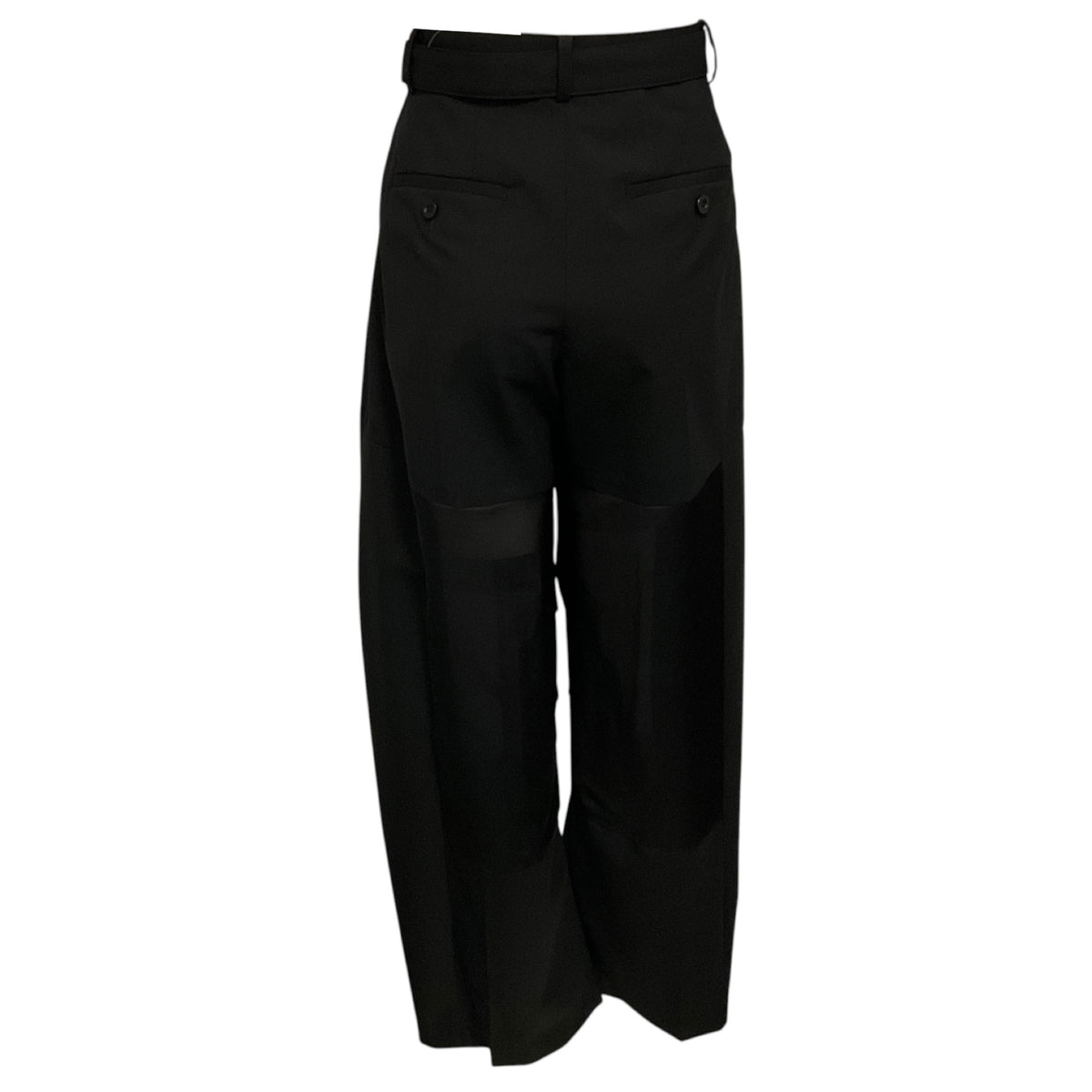 Sacai Black Suiting Wool and Satin Barrel Pants with Belt