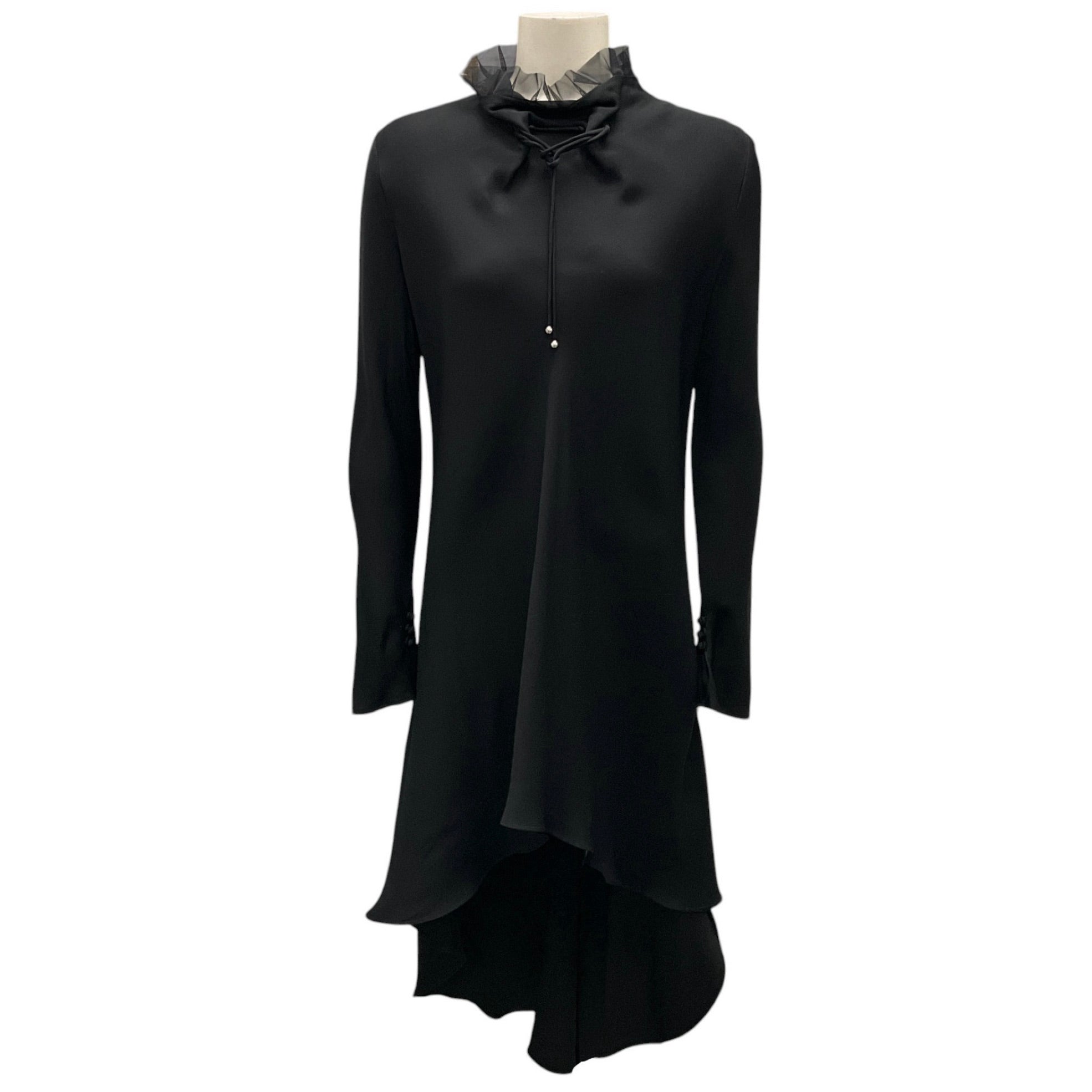 Giorgio Armani Black High-Low Silk Dress