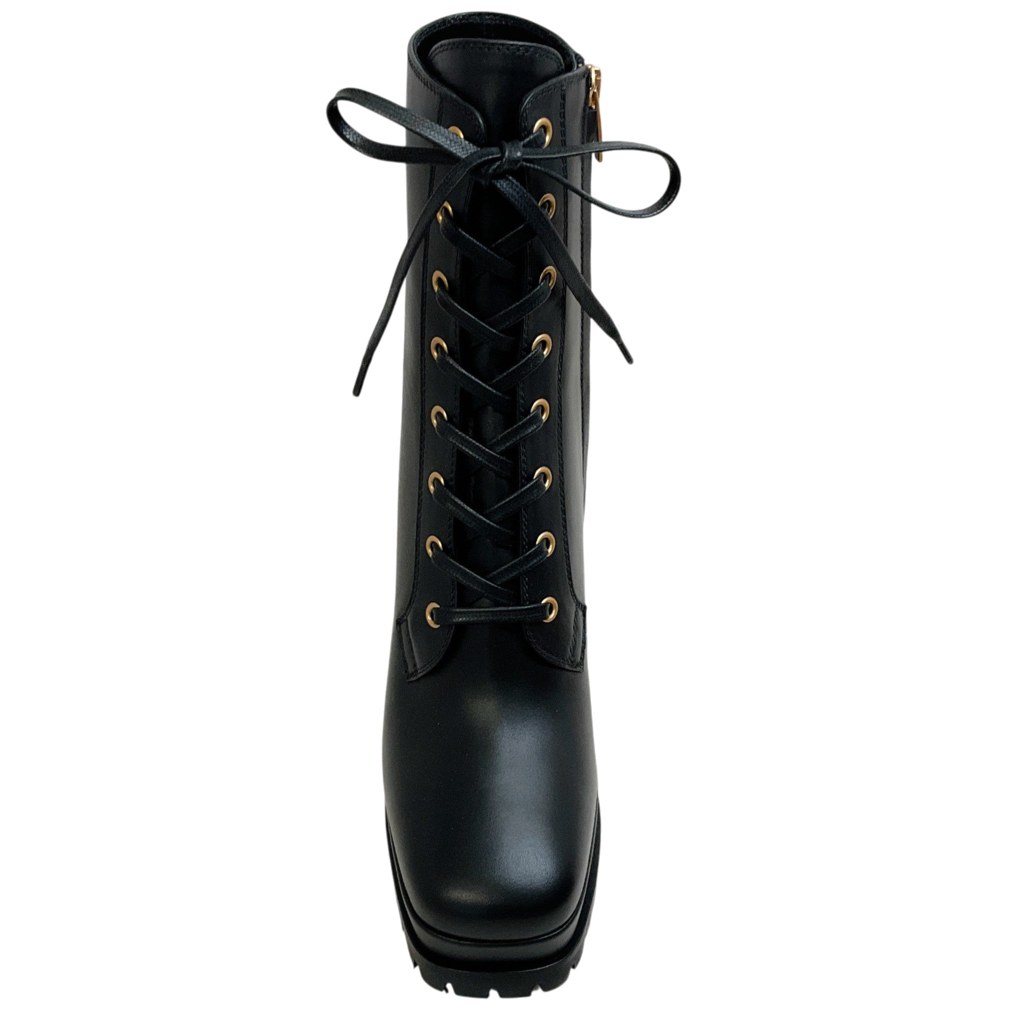 Gianvito Rossi Black Leather York Lace Up Booties