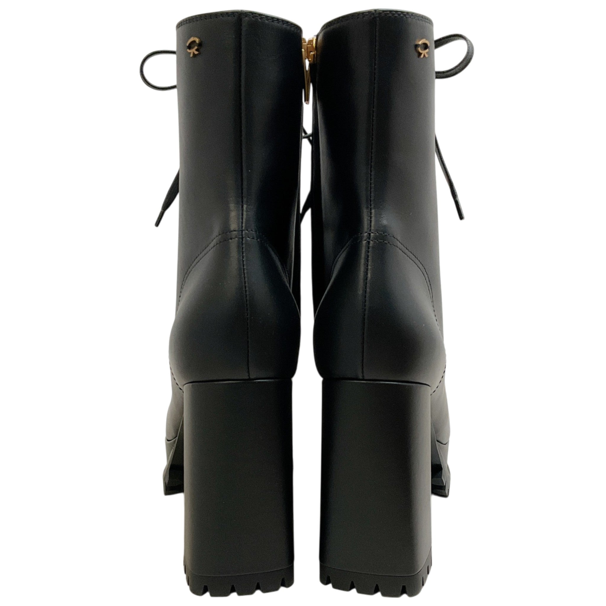 Gianvito Rossi Black Leather York Lace Up Booties
