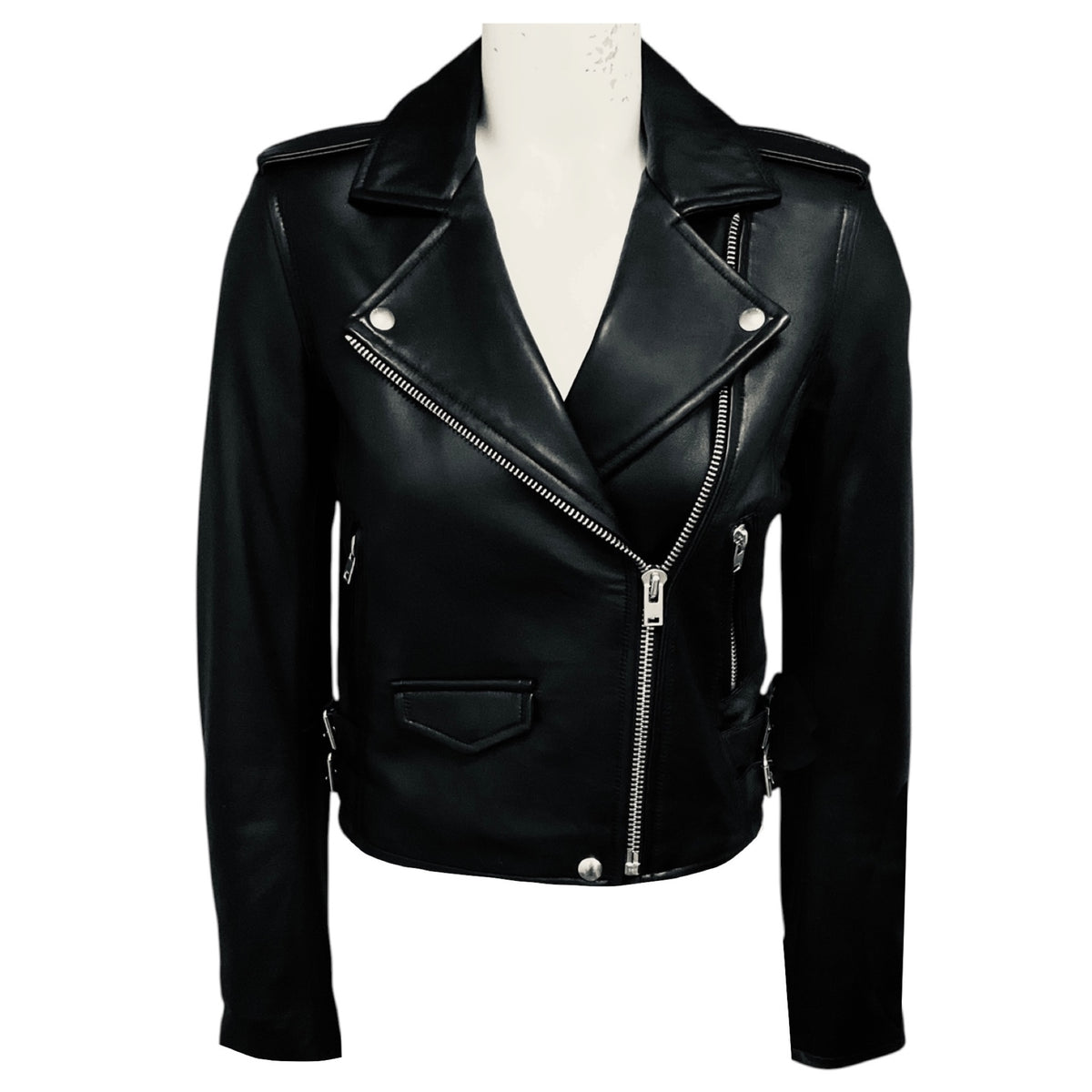 Iro Black Ashville Lambskin Leather Moto Jacket