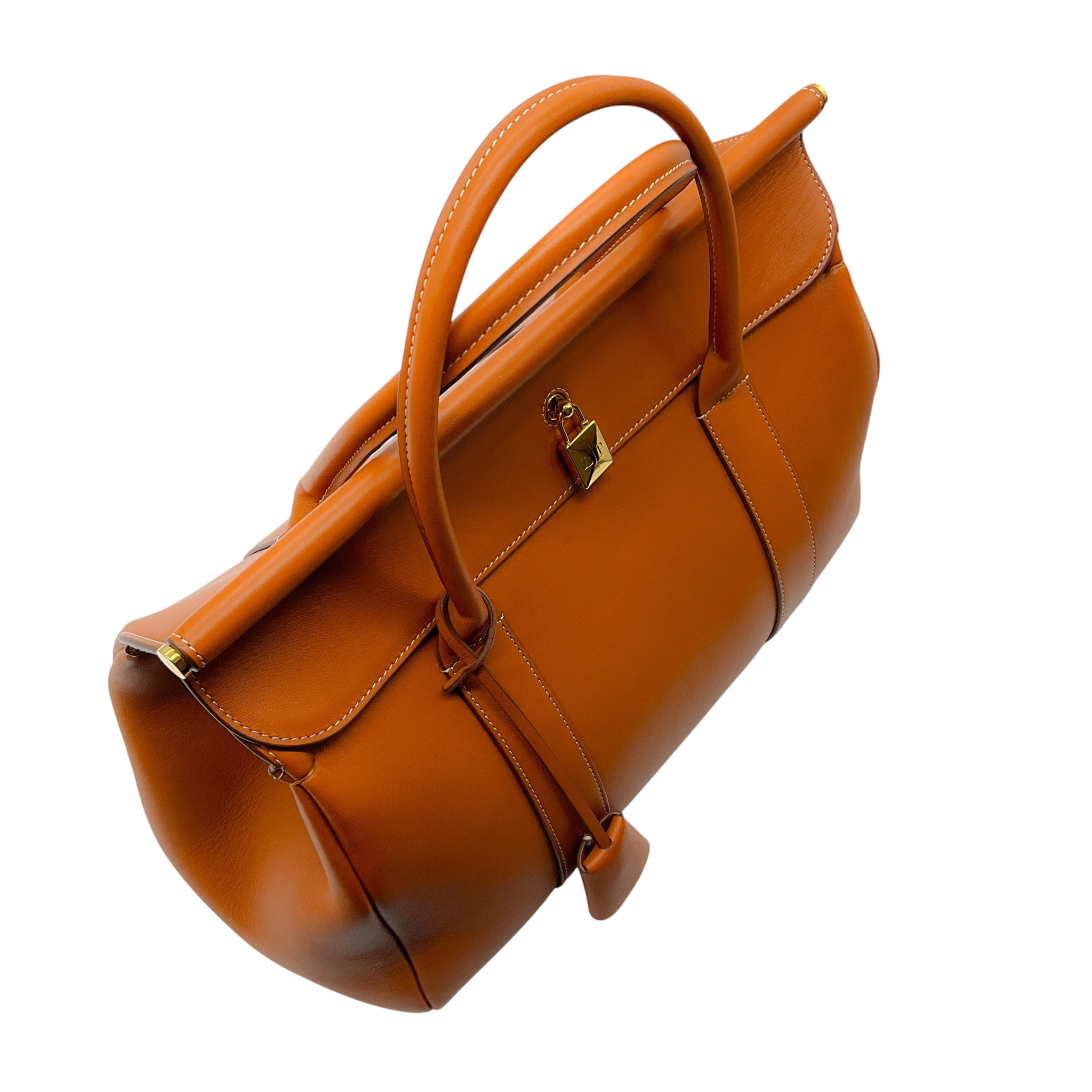 Loro Piana Warm Tan Loom L32 Smooth Calfskin Rounded Leather Tote Bag