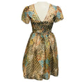 Load image into Gallery viewer, Monique Lhuillier Gold Metallic Multi Lurex and Mesh Tulle Mini Cocktail Dress
