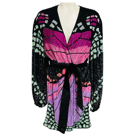 Retrofete Pink / Black Multi Sequined Jacket with Belt