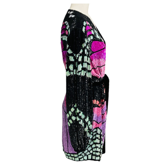 Retrofete Pink / Black Multi Sequined Jacket with Belt