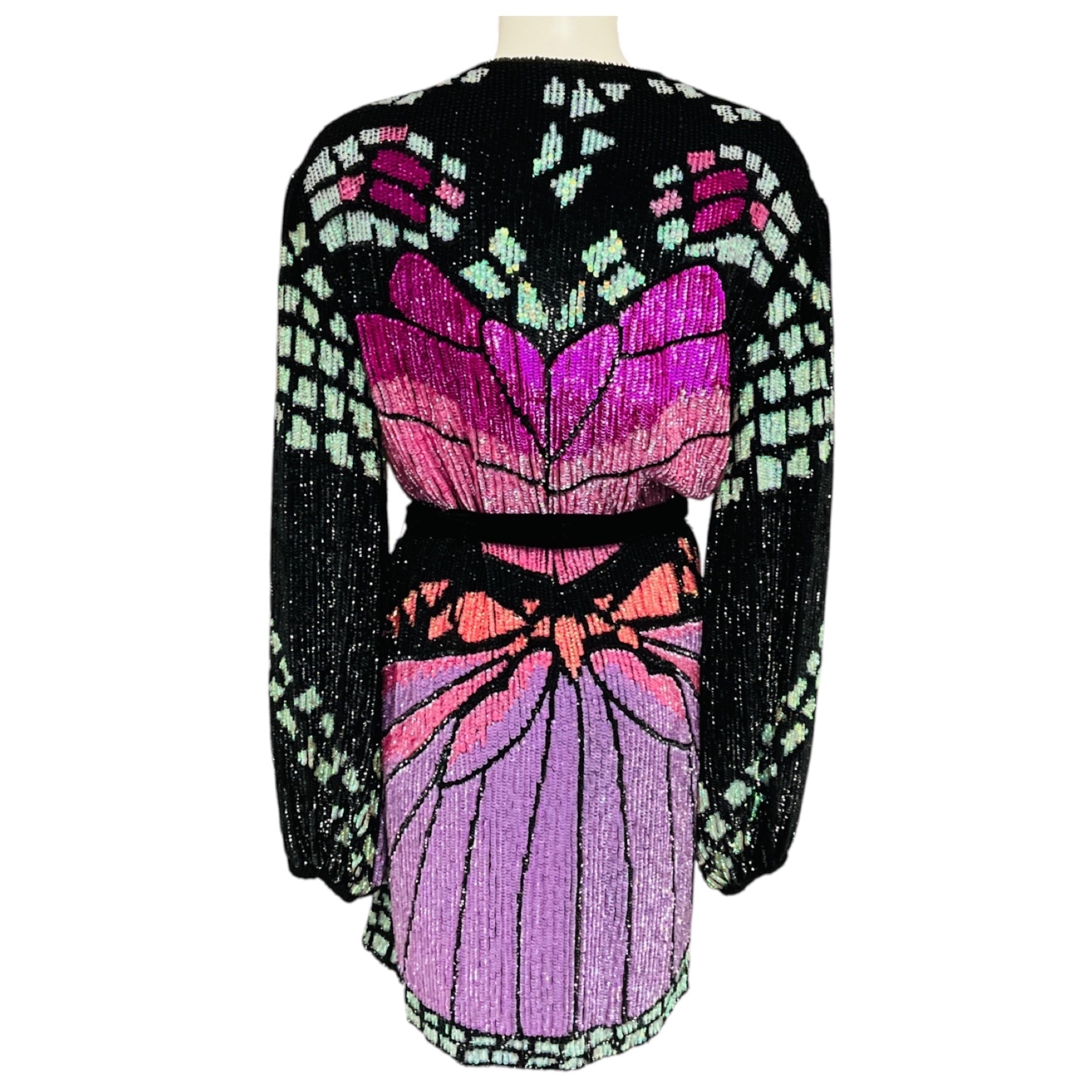 Retrofete Pink / Black Multi Sequined Jacket with Belt