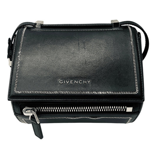 Givenchy Black / Silver Chain Trimmed Leather Crossbody Bag