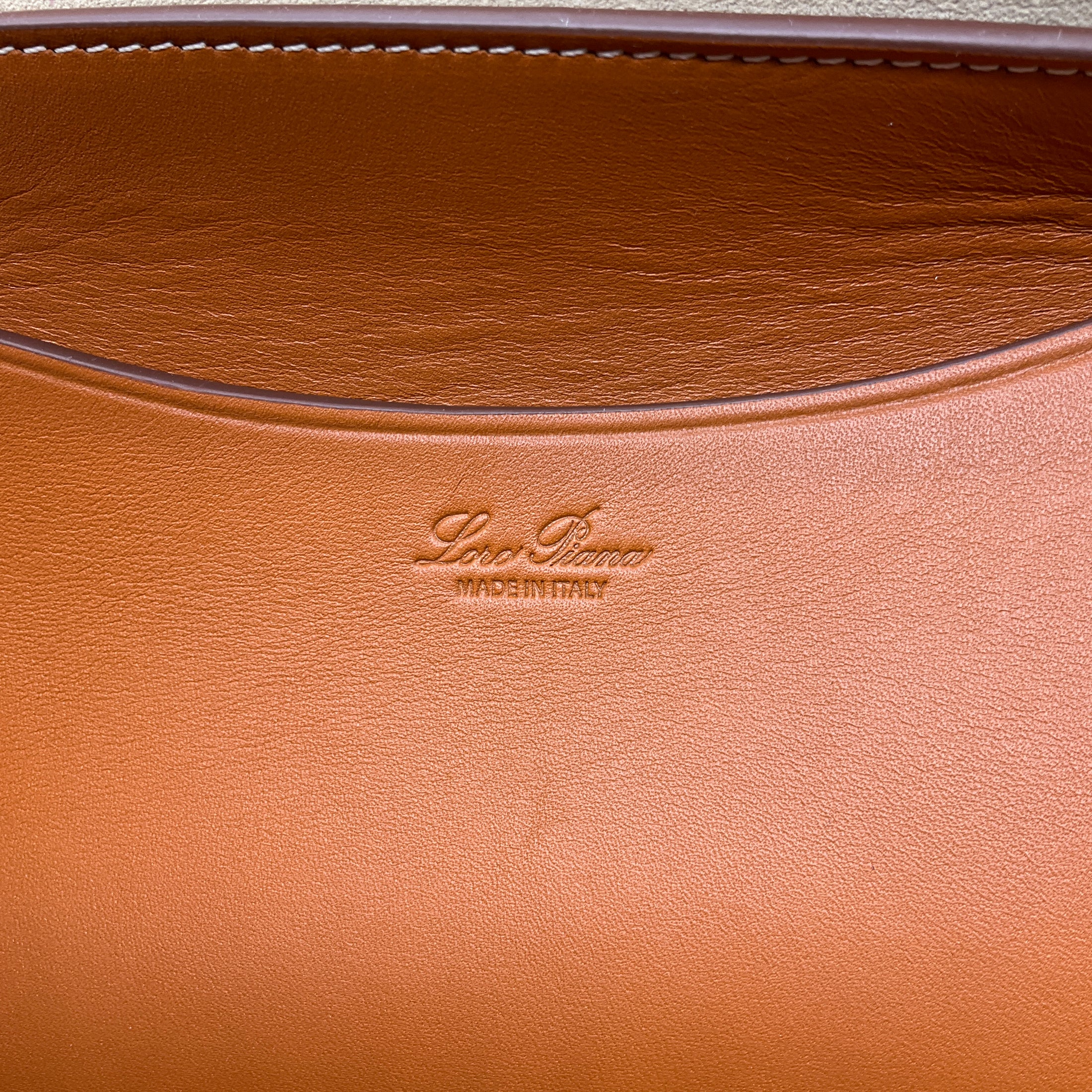 Loro Piana Warm Tan Loom L32 Smooth Calfskin Rounded Leather Tote Bag