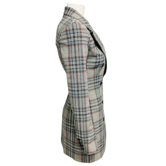 Y/PROJECT Grey / Blue Multi Plaid Double Breasted Blazer