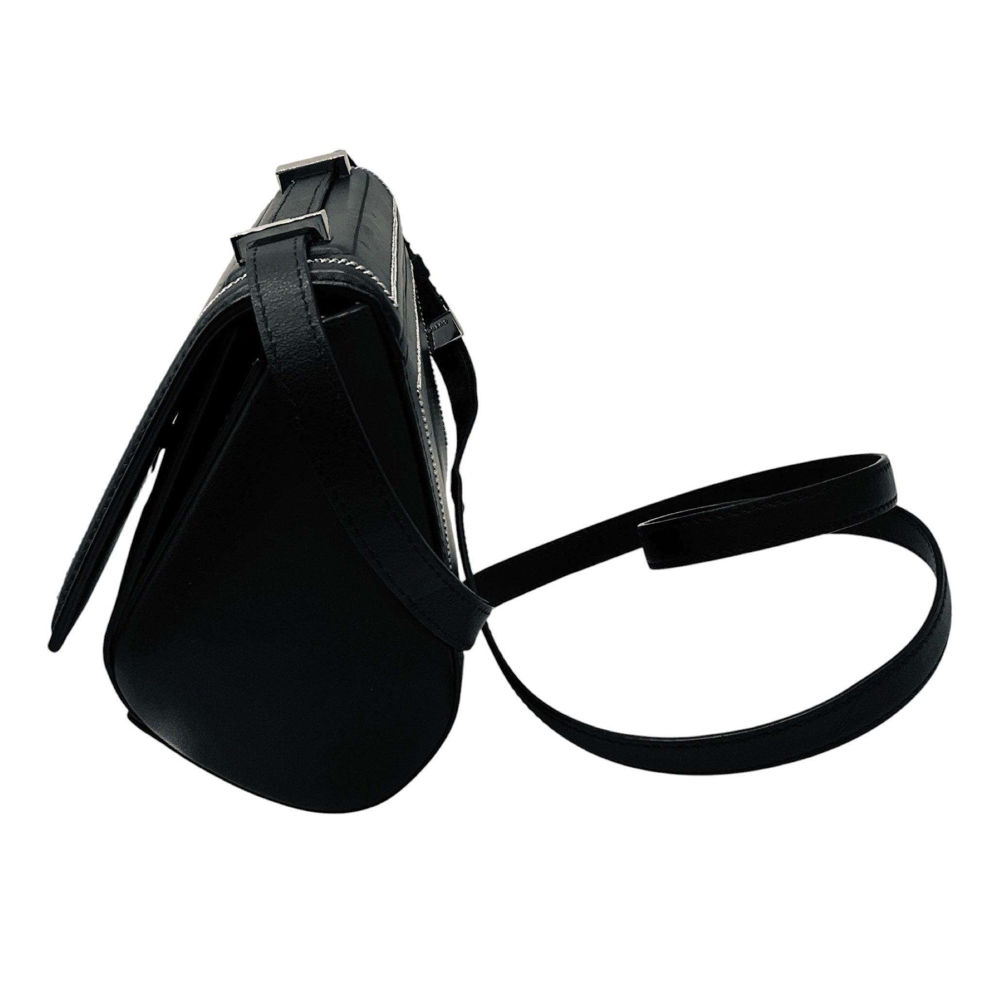 Givenchy Black / Silver Chain Trimmed Leather Crossbody Bag