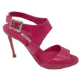 Load image into Gallery viewer, Manolo Blahnik Raspberry Patent Leather Ankle Strap Sandals
