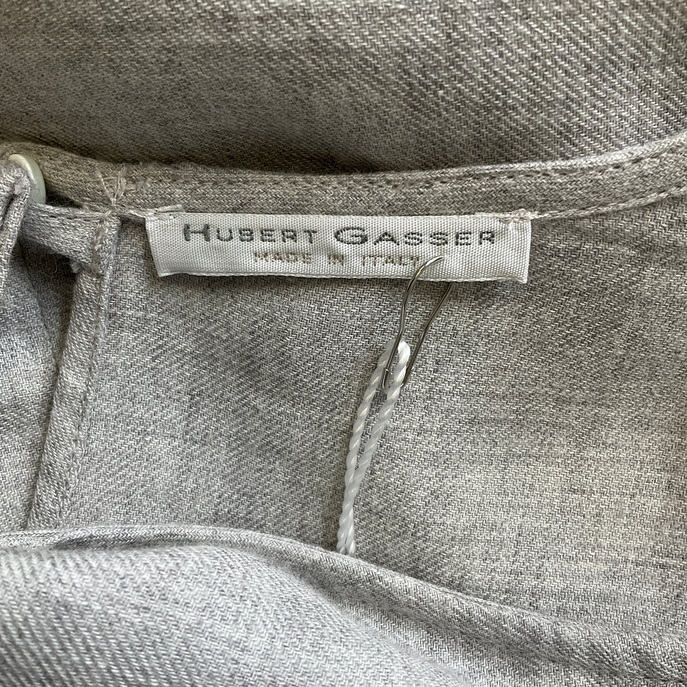 Hubert Gasser Light Grey Long Sleeved Plaid Hem Cotton Dress