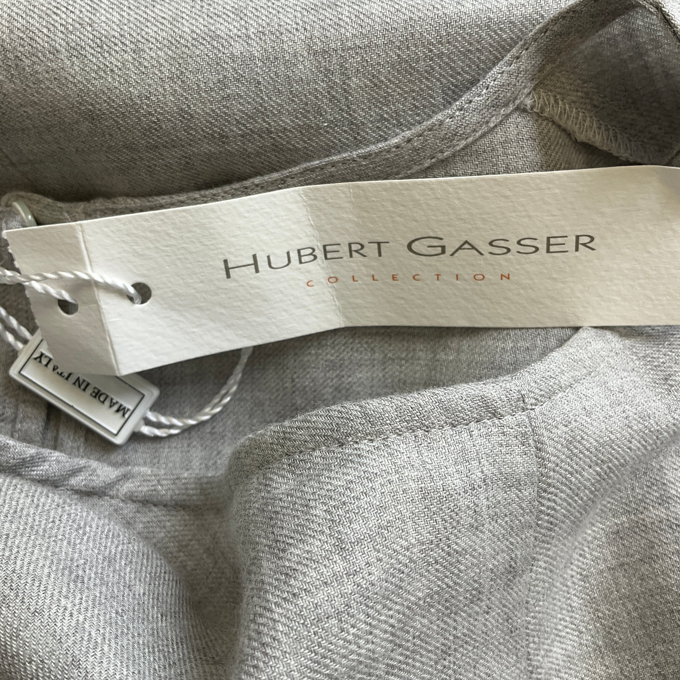 Hubert Gasser Light Grey Long Sleeved Plaid Hem Cotton Dress