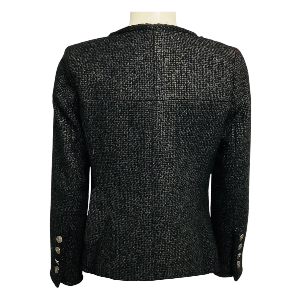 Chanel Black Boucle Tweed Jacket with CC Logo Buttons