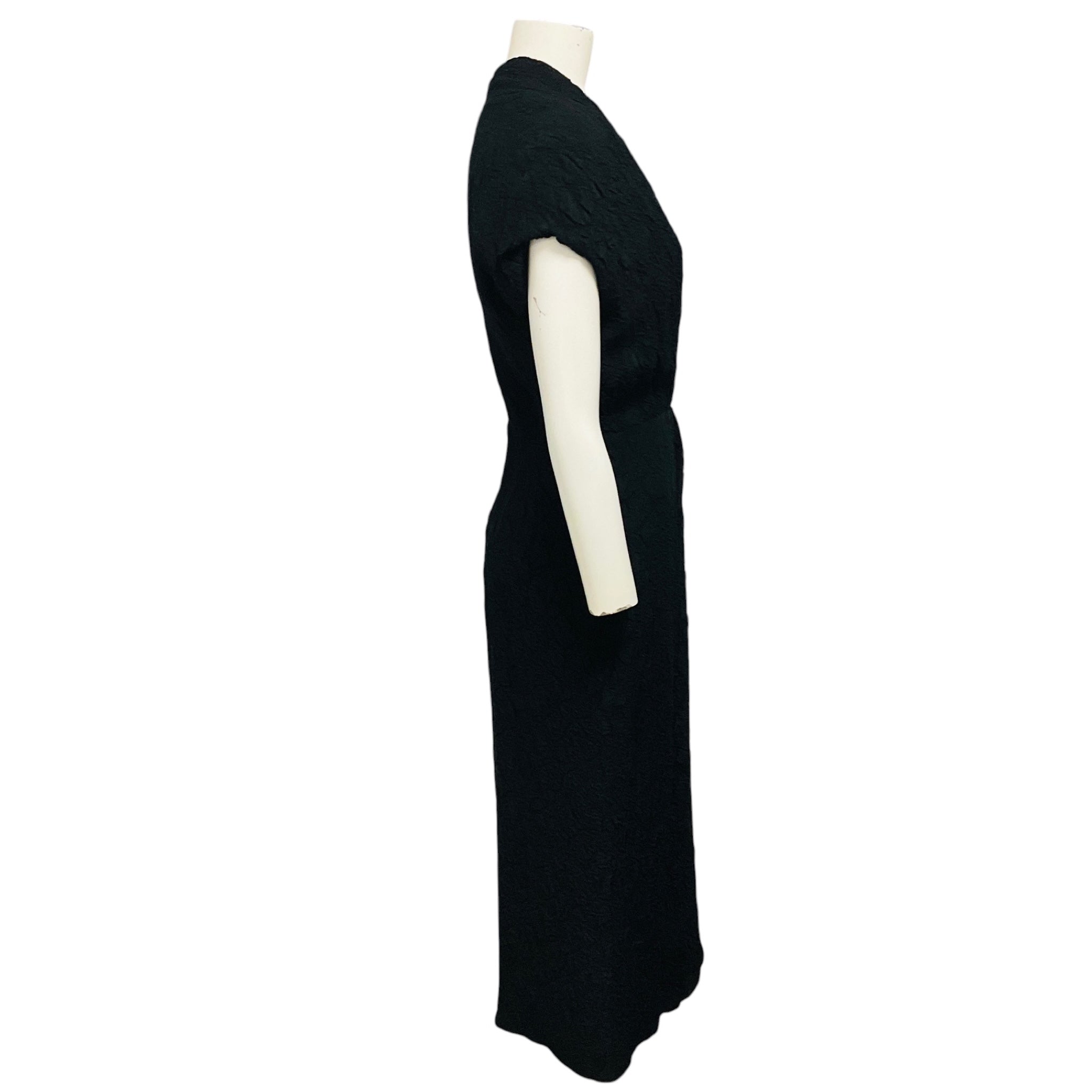 Dries van Noten Black Textured Dillan Midi Dress