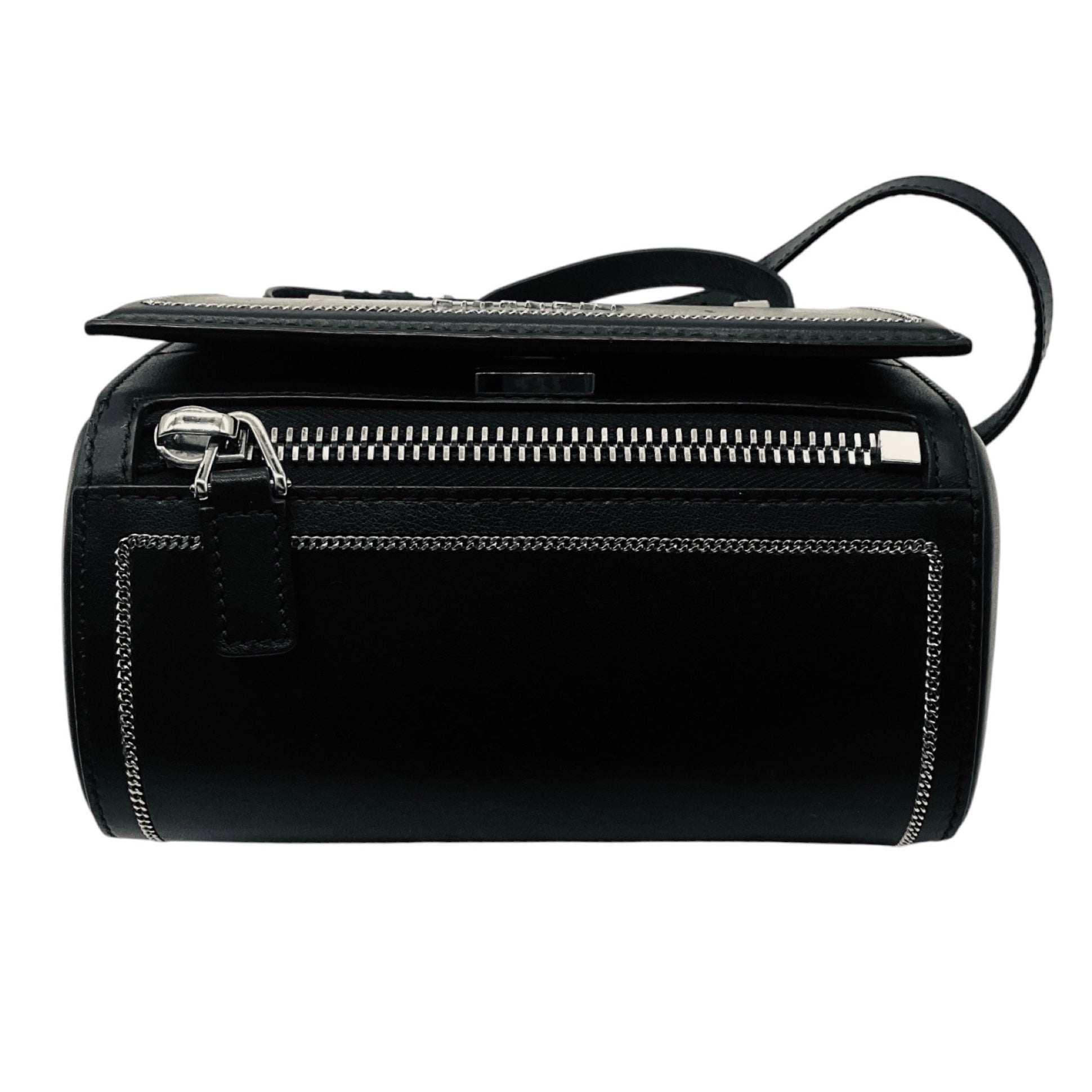 Givenchy Black / Silver Chain Trimmed Leather Crossbody Bag