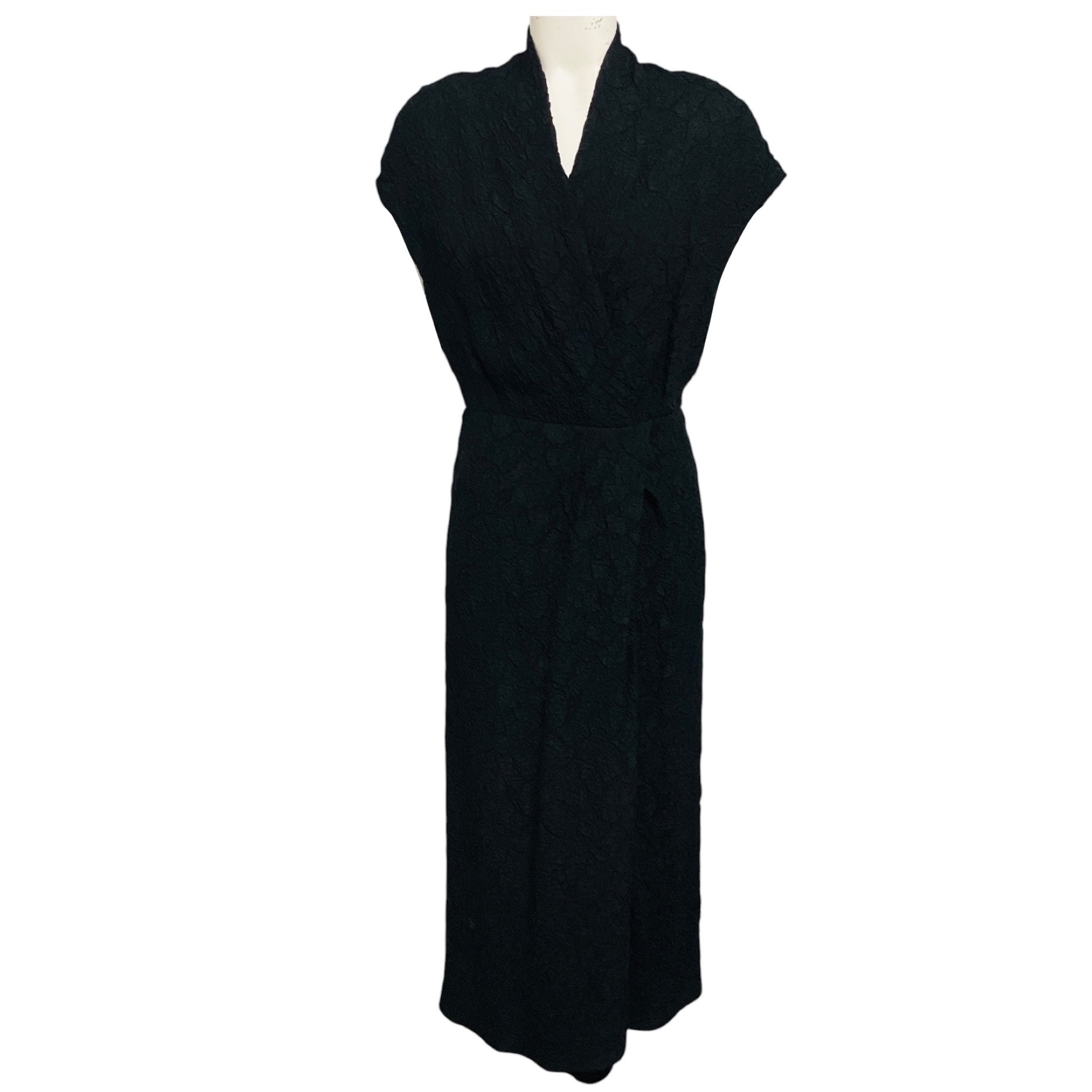 Dries van Noten Black Textured Dillan Midi Dress