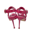 Load image into Gallery viewer, Manolo Blahnik Raspberry Patent Leather Ankle Strap Sandals
