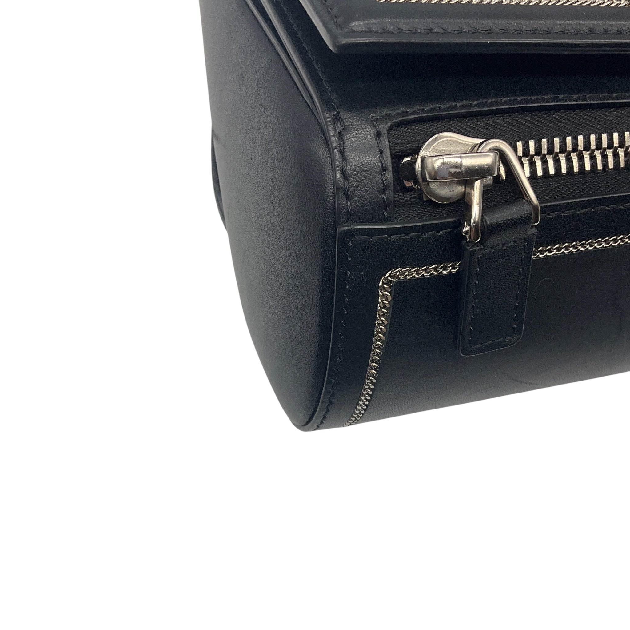 Givenchy Black / Silver Chain Trimmed Leather Crossbody Bag