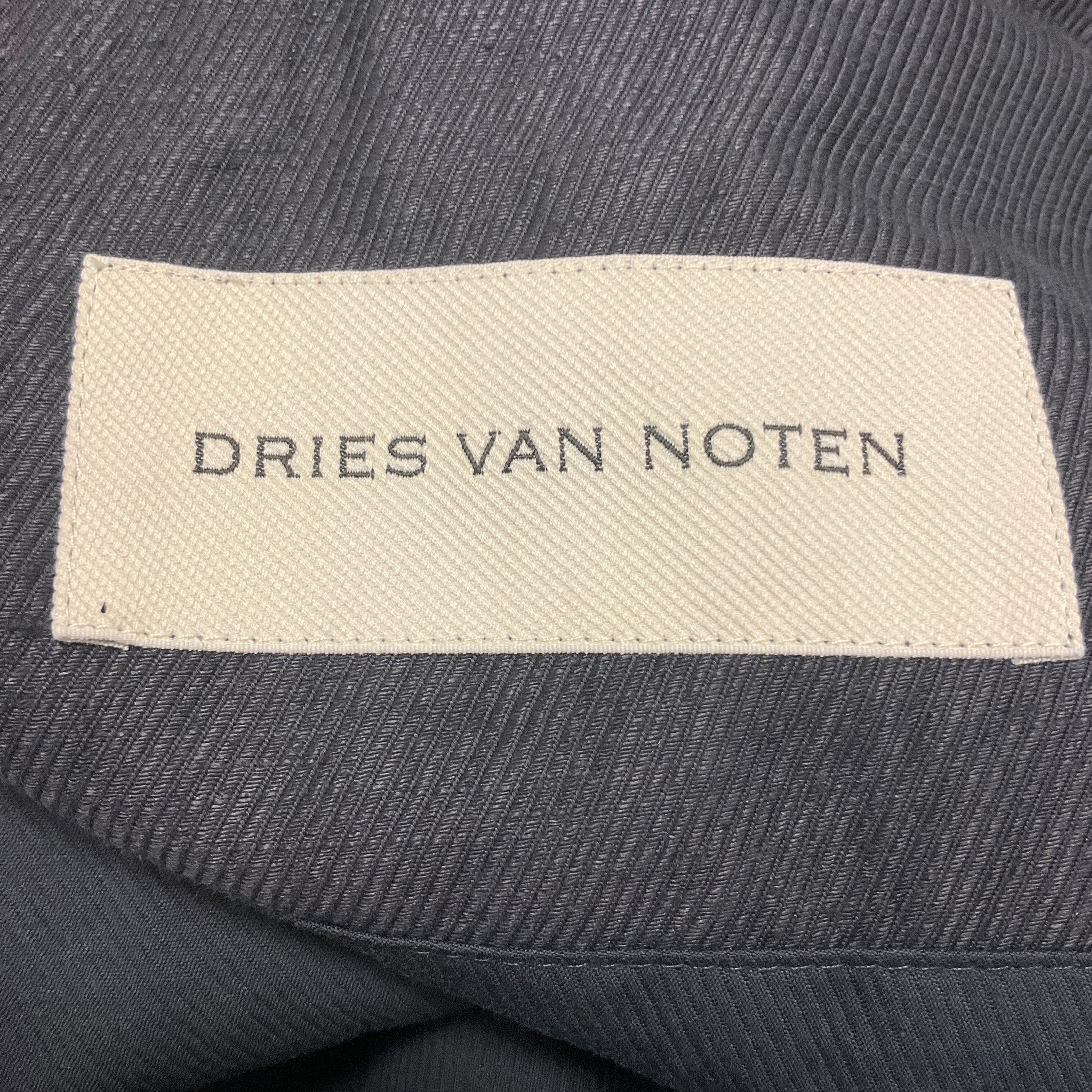 Dries van Noten Navy Blue Cargo Pocket Oversized Linen and Cotton Coat
