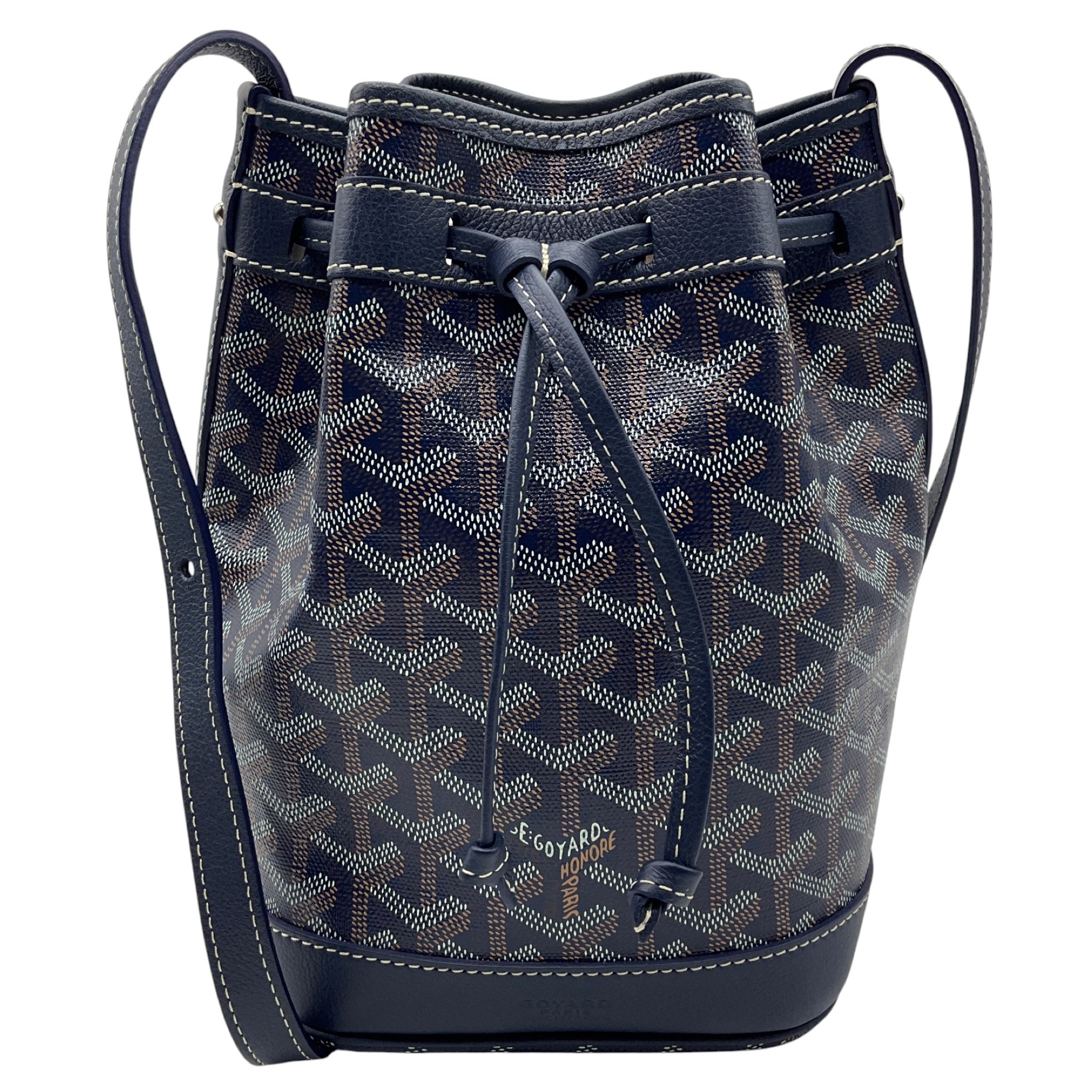 Goyard Navy Blue Goyardine Petit Flot Bucket Bag PM
