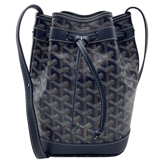 Goyard Navy Blue Goyardine Petit Flot Bucket Bag PM