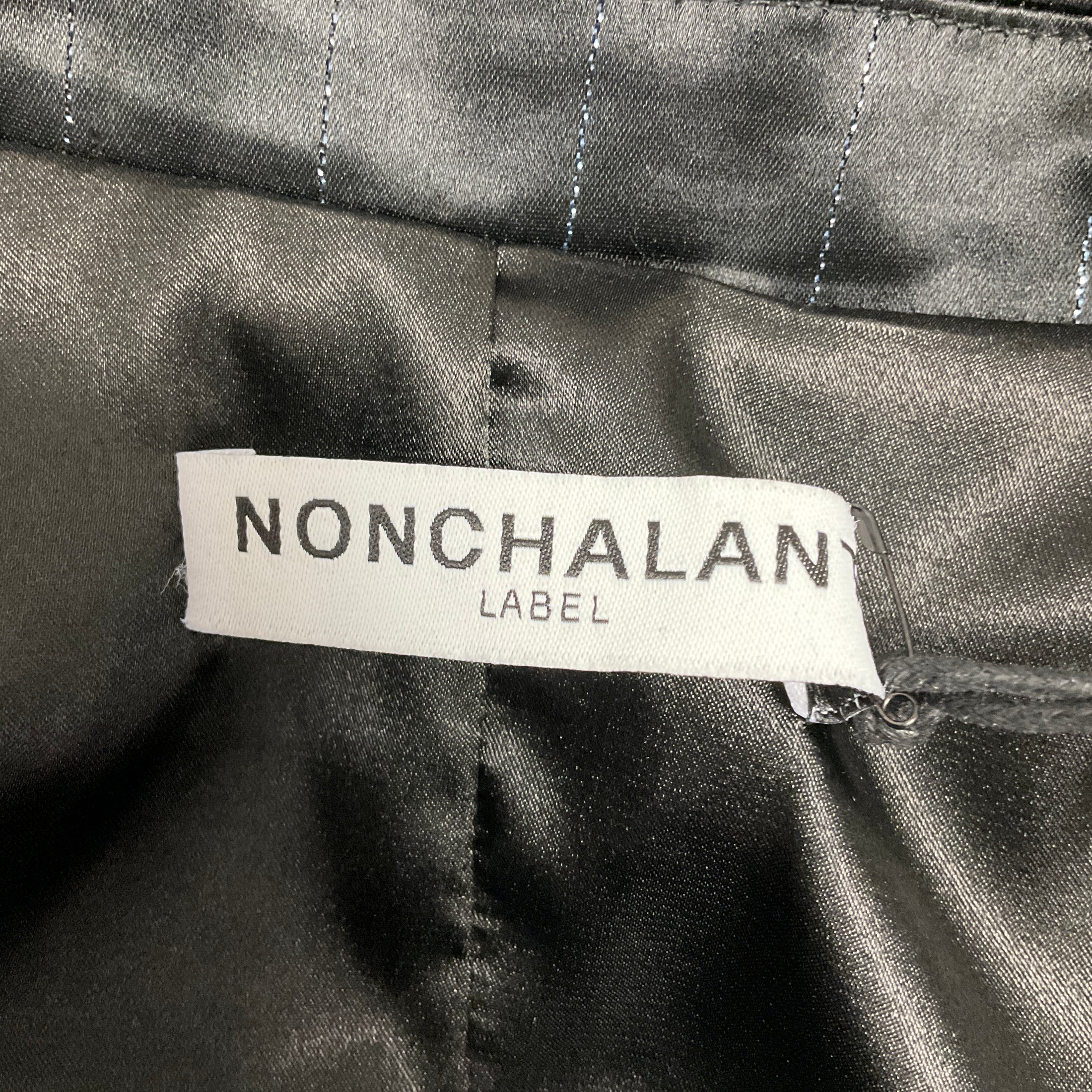Nonchalant Label Black Metallic Pinstripe Satin Blazer Jacket