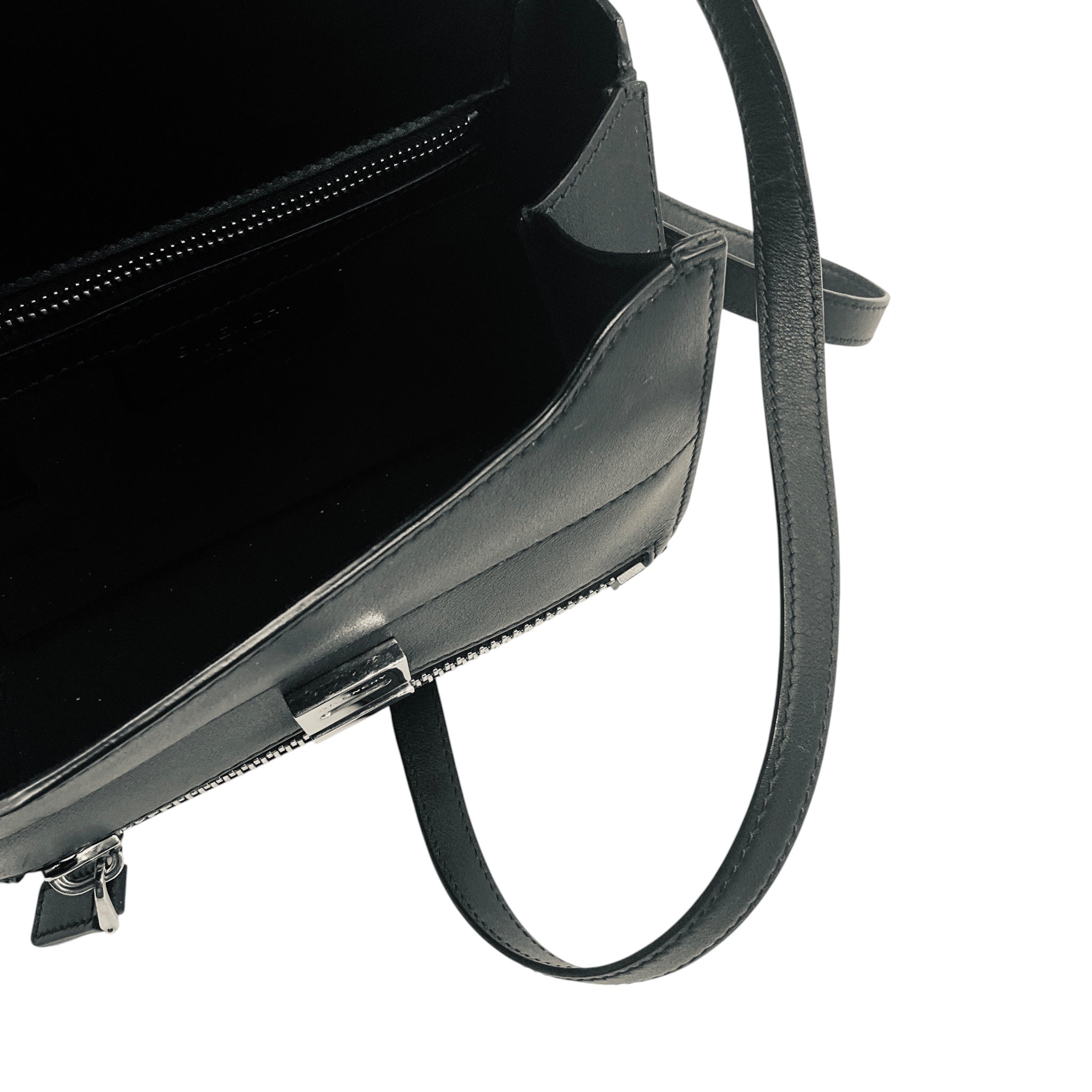 Givenchy Black / Silver Chain Trimmed Leather Crossbody Bag