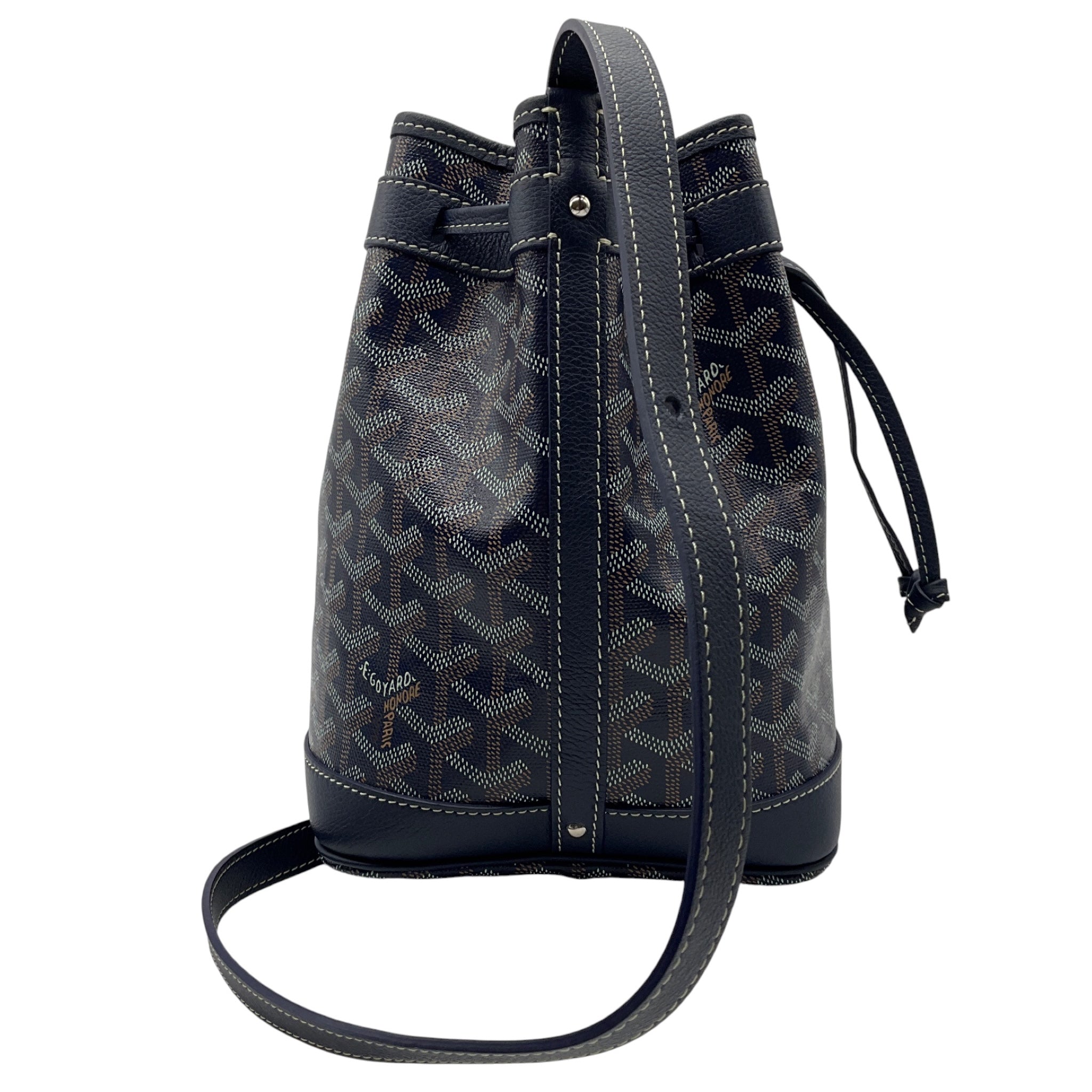 Goyard Navy Blue Goyardine Petit Flot Bucket Bag PM
